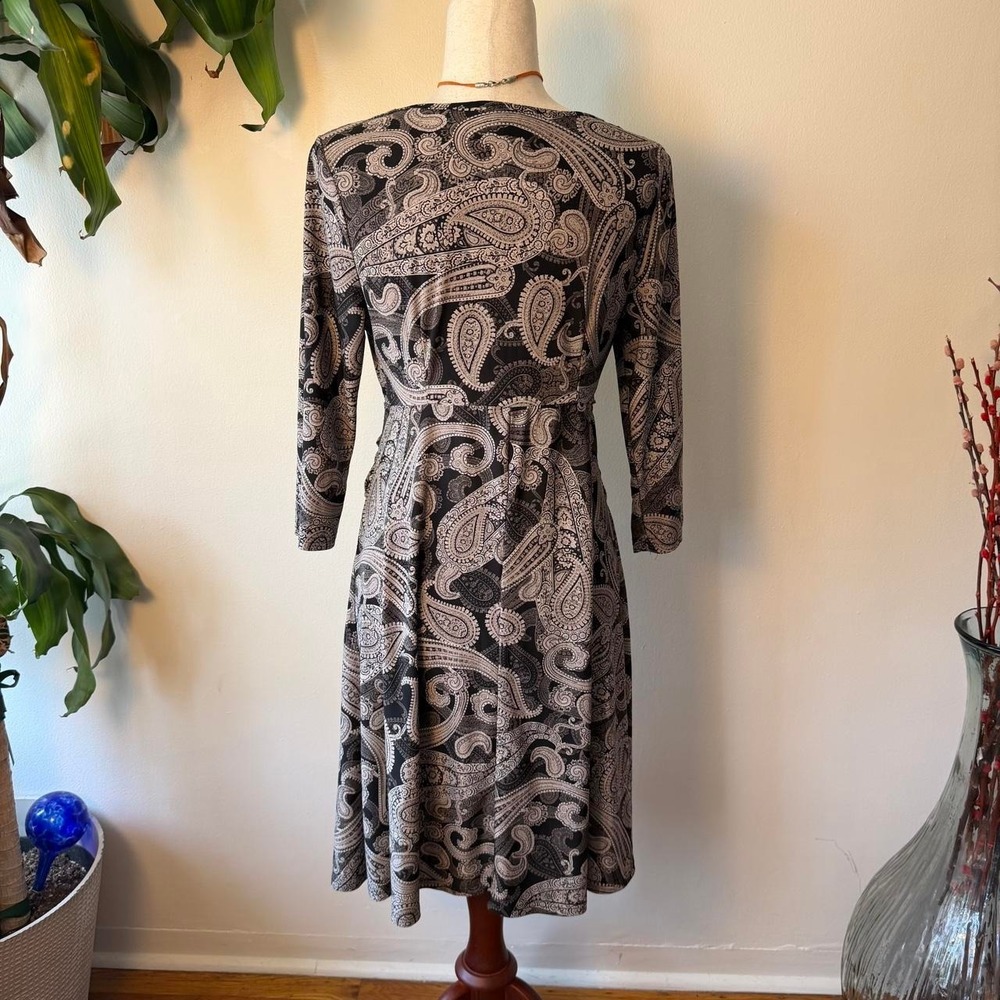 Mlle Gabrielle Paisley Whimsygoth Wrap Babydoll Dress Black Grey Medium - Picture 3 of 7